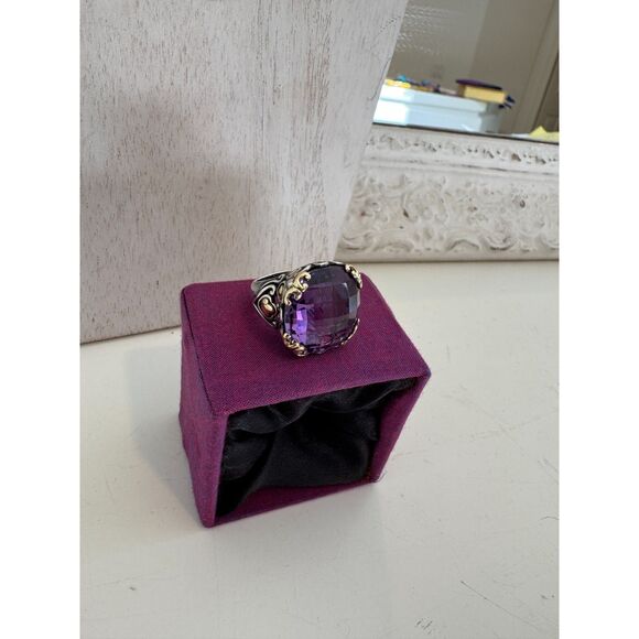 John Hardy Sterling and 18 k Amethyst Ring size 6.5   Gorgeous!! WOW ! - Picture 2 of 8